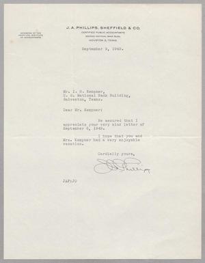 [Letter from W. I. Phillips to I. H. Kempner, September 9, 1949]