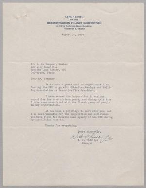 [Letter from W. I. Phillips to I. H. Kempner, August 30, 1949]