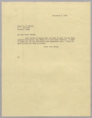 [Letter from Isaac Hebert Kempner to J. R. Parten, September 6, 1949]