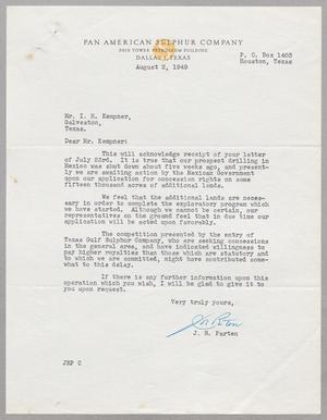 [Letter from J. R. Parten to I. H. Kempner, August 2, 1949]