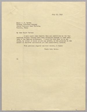 [Letter from I. H. Kempner to Major Jubal Richard Parten, July 23, 1949]