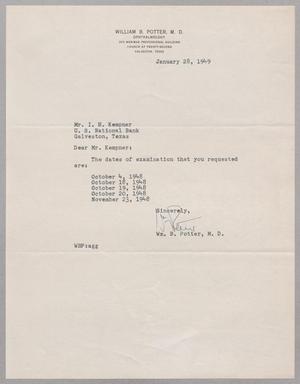 [Letter from Dr. William B. Potter to I. H. Kempner, January 28, 1949]