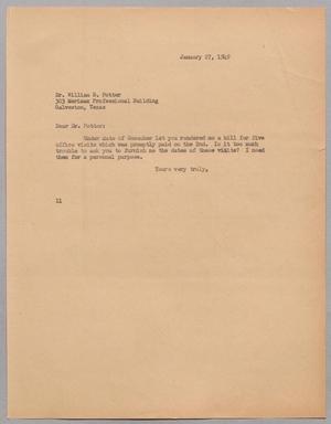 [Letter from I. H. Kempner to Dr. William B. Potter, January 27, 1949]