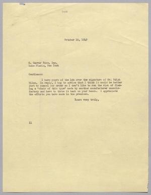 [Letter from I. H. Kempner to G. Carver Rice, Inc., October 10, 1949]