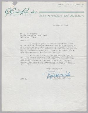 [Letter from G. Carver Rice, Inc. to Mr. I. H. Kempner, October 4, 1949]