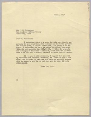 [Letter from I. H. Kempner to Mr. J. B. Richardson, July 5, 1949]