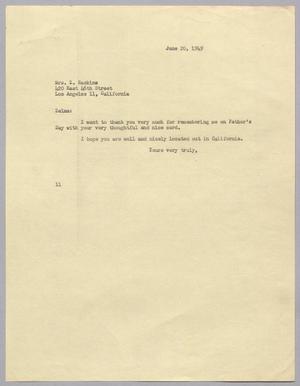 [Letter from I. H. Kempner to Mrs. Zelma Raskins, June 20, 1949]