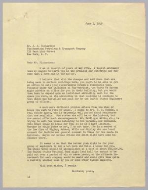 [Letter from I. H. Kempner to Mr. J. B. Richardson, June 1, 1949]