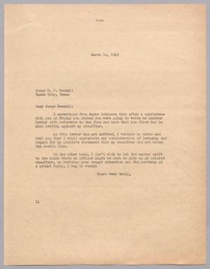 [Letter from I. H. Kempner to Judge G. P. Reddell, March 14, 1949]