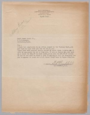 [Letter from G. P. Reddell to Mack James Lewis, Jr., March 7, 1949]