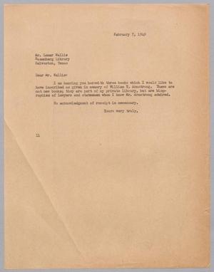 [Letter from I. H. Kempner to Mr. Lamar Wallis, February 7, 1949]