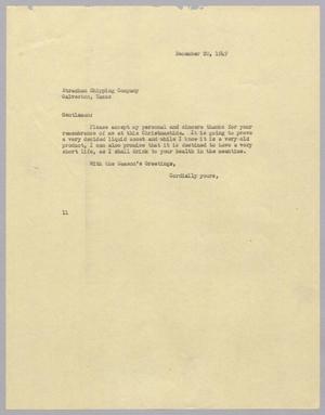 [Letter from I. H. Kempner to Strachan Shipping Company, December 20, 1949]