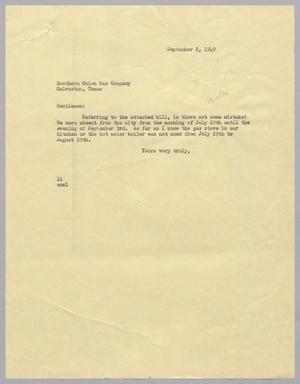 [Letter from Isaac H. Kempner to the Southern Union Gas Company, September 8, 1949]