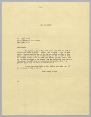 [Letter from Isaac H. Kempner to the St. Regis Hotel, July 18, 1949]