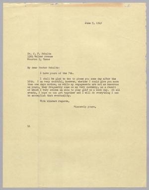 [Letter from Isaac H. Kempner to J. F. Schultz, June 9, 1949]