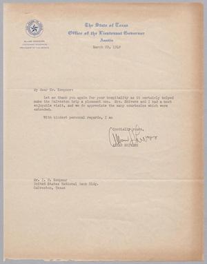 [Letter from Allan Shivers to I. H. Kempner, March 29, 1949]