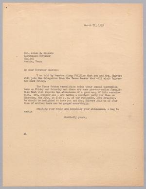 [Letter from I. H. Kempner to Allan D. Shivers, March 21, 1949]