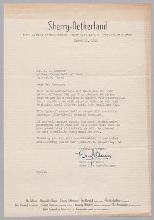 [Letter from Bert J. O'Neill to I. H. Kempner, March 15, 1949]