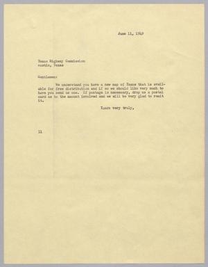 [Letter from Isaac Herbert Kempner to Texas Highway Commission, June 11, 1949]