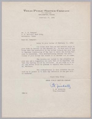 [Letter from P. E. Nicholls to Mr. I. H. Kempner, February 12, 1949]