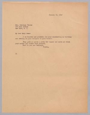 [Letter from I. H. Kempner to Mrs. Oakleigh Thorne, January 15,1949]