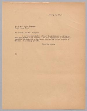 [Letter from I. H. Kempner to Mr. & Mrs. H. G. Thompson, January 14, 1949]