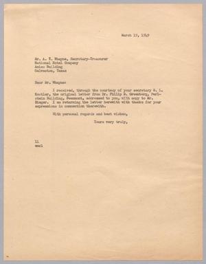 [Letter from I. H. Kempner to A. T. Whayne, March 19, 1949]