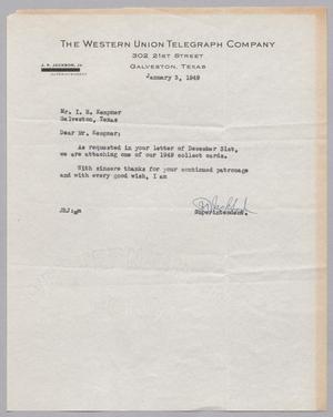 [Letter from J. R. Jackson Jr. to I. H. Kempner, January 3, 1949]