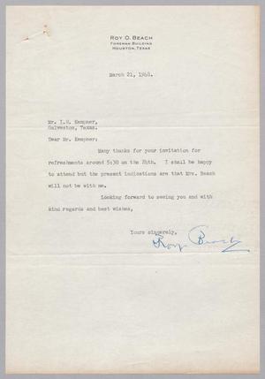 [Letter from Roy O. Beach to Isaac H. Kempner, March 21, 1948]