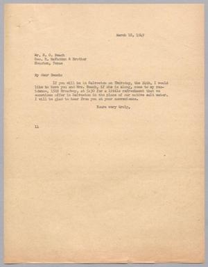 [Letter from Isaac H. Kempner to R. O. Beach, March 18, 1949]