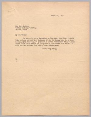 [Letter from Isaac H. Kempner to Marc Anthony, March 18, 1949]