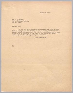 [Letter from Isaac H. Kempner to D. J. Hughes, March 18, 1949]