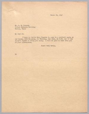 [Letter from Isaac H. Kempner to A. M. Grayson, March 18, 1949]