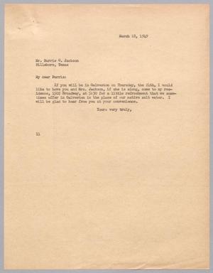 [Letter from Isaac H. Kempner to Burris C. Jackson, March 18, 1949]