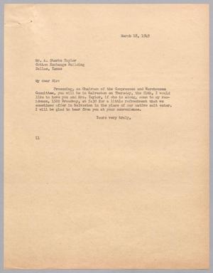 [Letter from Isaac H. Kempner to A. Starke Taylor, March 18, 1949]
