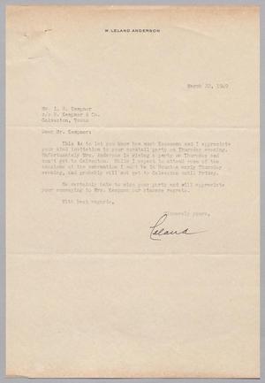 Primary view of object titled '[Letter from W. Leland Anderson to Isaac H. Kempner, March 22, 1949]'.