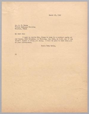 [Letter from Isaac H. Kempner to Joe W. Evans, March 18, 1949]