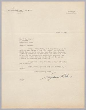 [Letter from Sydnor Oden to Isaac H. Kempner, March 18, 1949]