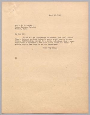 [Letter from Isaac H. Kempner to L. R. C. Towles, March 18, 1949]