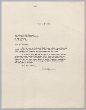 [Letter from Isaac H. Kempner to Lawrence C. Marshall, December 26, 1951]