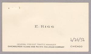 [Business Cards for E. Rigg, Ray W. Sager, and Frank O' Kane]