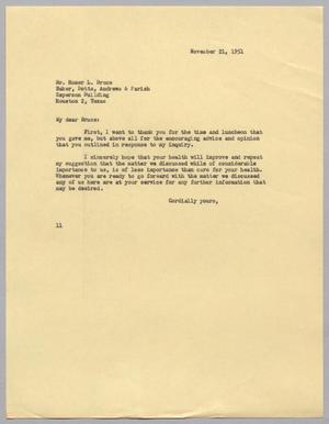[Letter from Isaac H. Kempner to Homer L. Bruce, November 21, 1951]