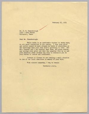 [Letter from I. H. Kempner to E. R. Cheesborough, February 27, 1951]