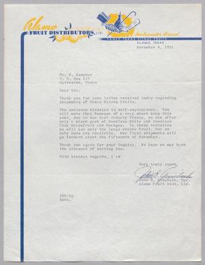 [Letter from Alamo Fruit Distributors Ltd. to I. H. Kempner, November 8, 1951]