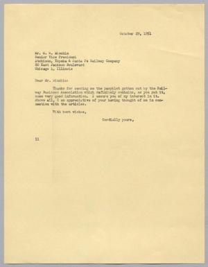 [Letter from Isaac H. Kempner to G. H. Minchin, October 29, 1951]