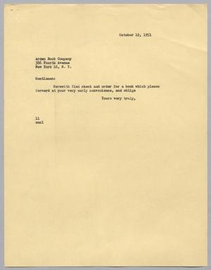 [Letter from Isaac H. Kempner to the Arden Book Company, October 12, 1951]