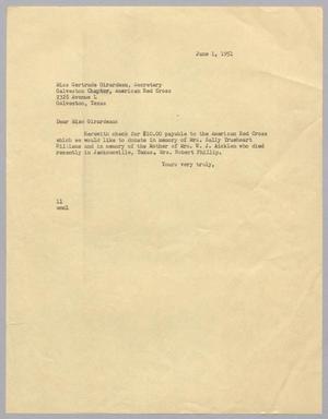 [Letter from Isaac Herbert Kempner to Gertrude Girardeau, June 1, 1951]