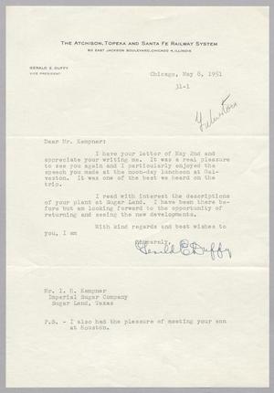 [Letter from Gerald E. Duffy to I. H. Kempner, May 8, 1951]