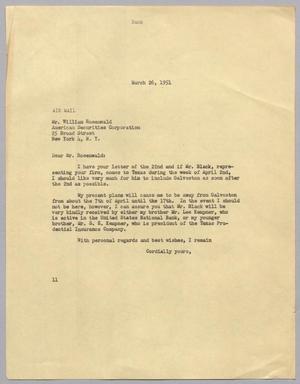 [Letter from I. H. Kempner to William Rosenwald, March 26, 1951]