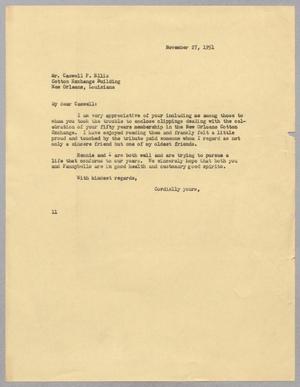 [Letter from I. H. Kempner to Caswell P. Ellis, November 27, 1951]